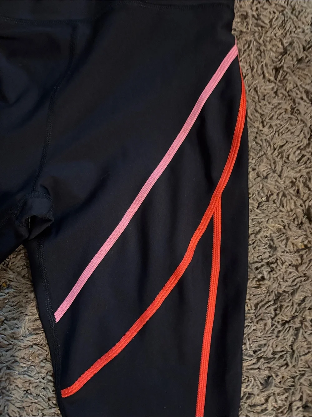 Old Navy Girls Black High-Rise Active Leggings with Pink Accent